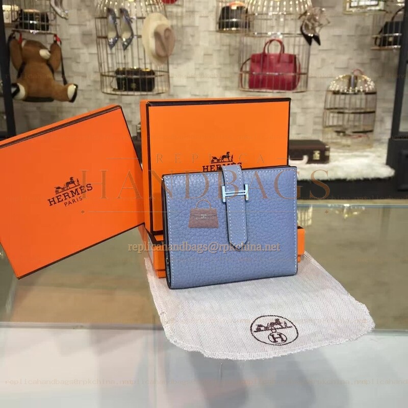 Replica Hermes Light Blue Bearn Compact Wallet