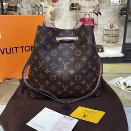 Replica Louis Vuitton Brown Monogram Pink Drawstring Neo Noe MM