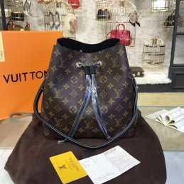 Replica Louis Vuitton Brown Monogram Black Drawstring Neo Noe MM