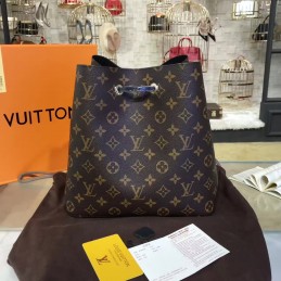 Replica Louis Vuitton Brown Monogram Black Drawstring Neo Noe MM