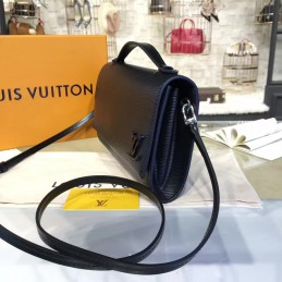 Replica Louis Vuitton Navy Blue Textured Clery Crossbody Bag