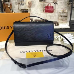 Replica Louis Vuitton Navy Blue Textured Clery Crossbody Bag