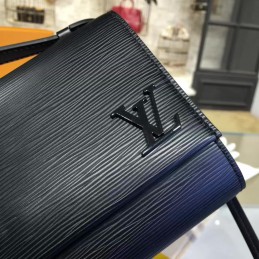 Replica Louis Vuitton Navy Blue Textured Clery Crossbody Bag