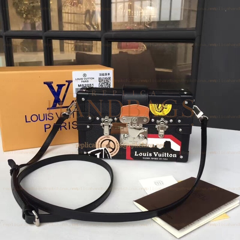 Replica Louis Vuitton Black Travel Patch Petite Malle