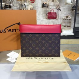 Replica Louis Vuitton Brown Monogram Bright Pink Tuileries Pochette