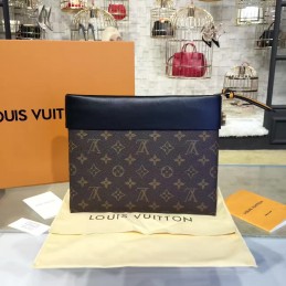Replica Louis Vuitton Brown Monogram Navy Blue Tuileries Pochette