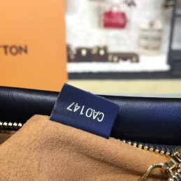 Replica Louis Vuitton Brown Monogram Navy Blue Tuileries Pochette