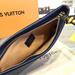 Replica Louis Vuitton Brown Monogram Navy Blue Tuileries Pochette