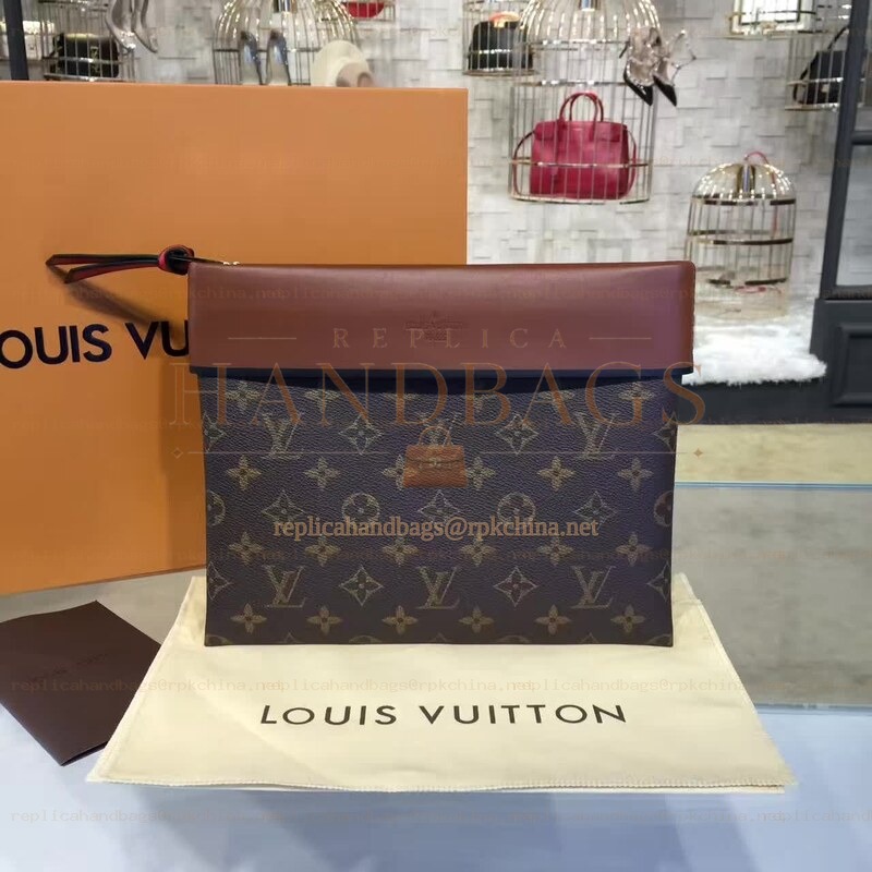 Replica Louis Vuitton Brown Monogram Burgundy Tuileries Pochette