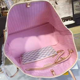 Replica Louis Vuitton White Damier Azur Pink Interior Neverfull GM