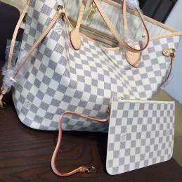 Replica Louis Vuitton White Damier Azur Beige Interior Neverfull GM