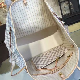 Replica Louis Vuitton White Damier Azur Beige Interior Neverfull GM