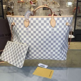 Replica Louis Vuitton White Damier Azur Beige Interior Neverfull GM