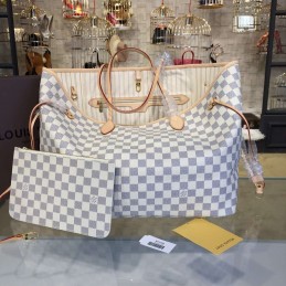 Replica Louis Vuitton White Damier Azur Beige Interior Neverfull GM