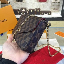 Replica Louis Vuitton Brown Damier Ebene Chain Felicie Pochette