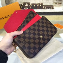 Replica Louis Vuitton Brown Damier Ebene Chain Felicie Pochette