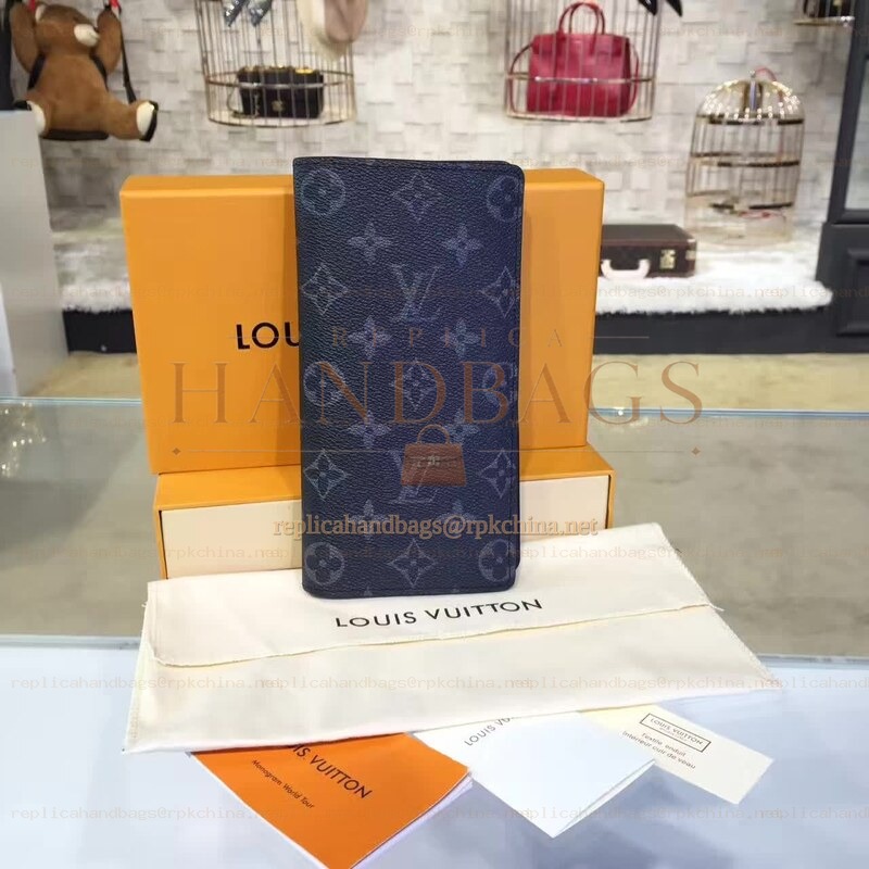 Replica Louis Vuitton Black Monogram Eclipse Brazza Wallet
