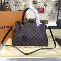 Replica Louis Vuitton Brown Damier Ebene Navy Blue Brittany Bag