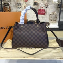 Replica Louis Vuitton Brown Damier Ebene Navy Blue Brittany Bag