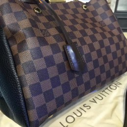 Replica Louis Vuitton Brown Damier Ebene Navy Blue Brittany Bag