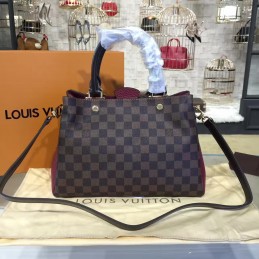 Replica Louis Vuitton Brown Damier Ebene Black Brittany Bag