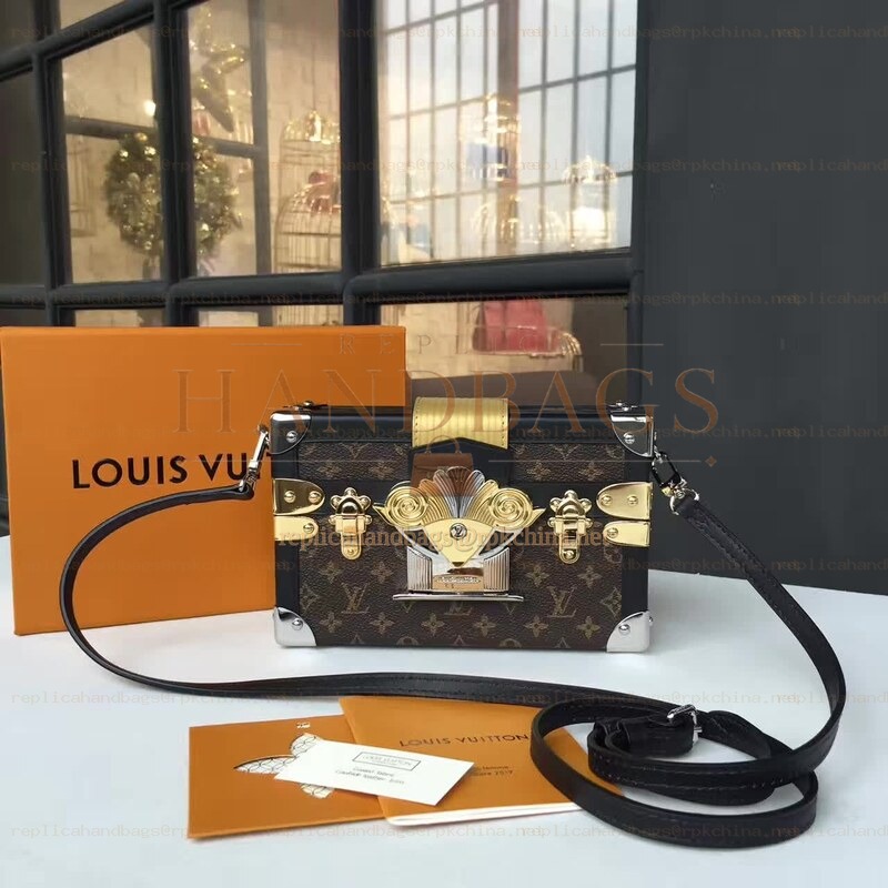 Replica Louis Vuitton Brown Monogram Gold Hardware Petite Malle