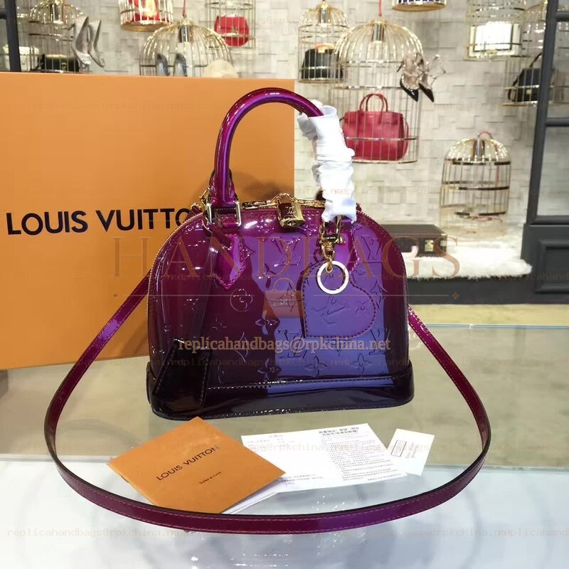 Replica Louis Vuitton Plum Patent Monogram Alma BB