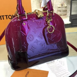Replica Louis Vuitton Plum Patent Monogram Alma BB