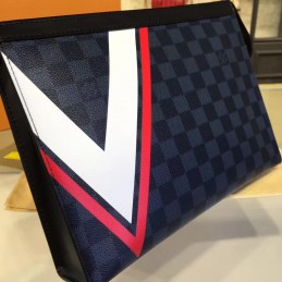 Replica Louis Vuitton Damier Cobalt V Stripe Pochette Voyage MM