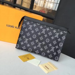 Replica Louis Vuitton Gray Monogram Eclipse Lion Pochette Voyage MM