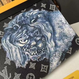 Replica Louis Vuitton Gray Monogram Eclipse Lion Pochette Voyage MM