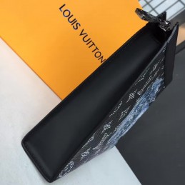 Replica Louis Vuitton Gray Monogram Eclipse Lion Pochette Voyage MM