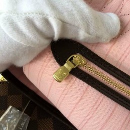 Replica Louis Vuitton Brown Damier Ebene Pink Interior Neverfull MM