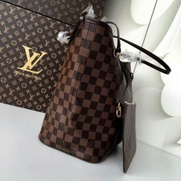 Replica Louis Vuitton Brown Damier Ebene Pink Interior Neverfull MM