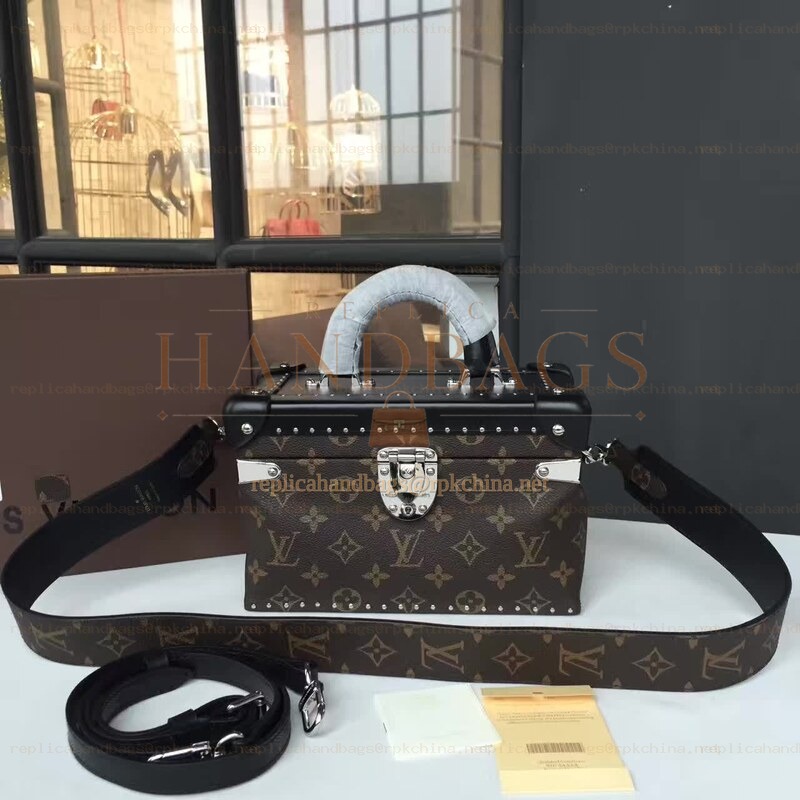 Replica Louis Vuitton Brown Monogram Black Trim City Trunk - Style 2