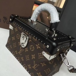 Replica Louis Vuitton Brown Monogram Black Trim City Trunk - Style 2