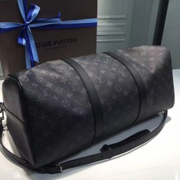 Replica Louis Vuitton Black Monogram Eclipse Keepall Bandouliere 55