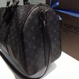 Replica Louis Vuitton Black Monogram Eclipse Keepall Bandouliere 55