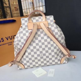 Replica Louis Vuitton White Damier Azur Beige Trim Sperone Backpack