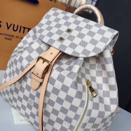 Replica Louis Vuitton White Damier Azur Beige Trim Sperone Backpack