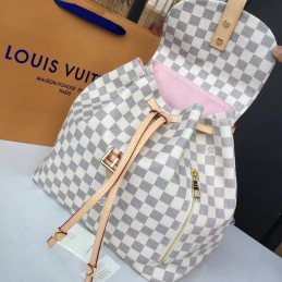 Replica Louis Vuitton White Damier Azur Beige Trim Sperone Backpack
