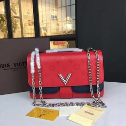 Replica Louis Vuitton Red Embossed Monogram Chain Very Bag