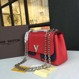 Replica Louis Vuitton Red Embossed Monogram Chain Very Bag