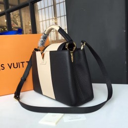 Replica Louis Vuitton Black White Two-Tone Capucines PM