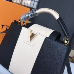 Replica Louis Vuitton Black White Two-Tone Capucines PM