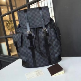 Replica Louis Vuitton Black Damier Graphite Black Trim Christopher Backpack