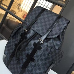 Replica Louis Vuitton Black Damier Graphite Black Trim Christopher Backpack