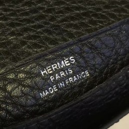 Replica Hermes Black Pebbled Bearn Wallet Silver H Hardware
