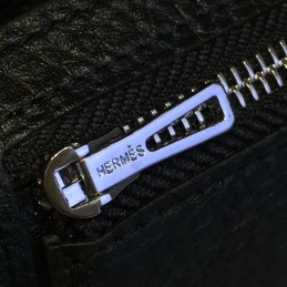 Replica Hermes Black Pebbled Bearn Wallet Silver H Hardware