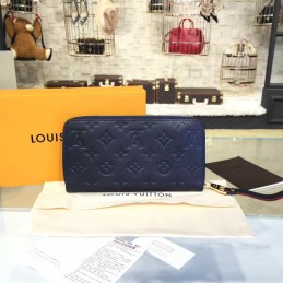 Replica Louis Vuitton Navy Embossed Monogram Zippy Wallet